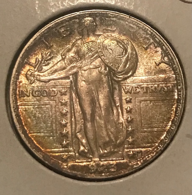 Comparison of standard Liberty head strike versus Full Head designation on 1923 Standing Liberty Quarter showing hairline, leaves, and ear detail